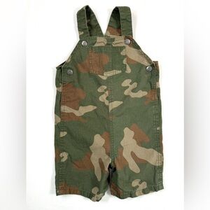 CARTERS Boys Camo Shortall Overalls 24M Green Brown Military Print Army Marines